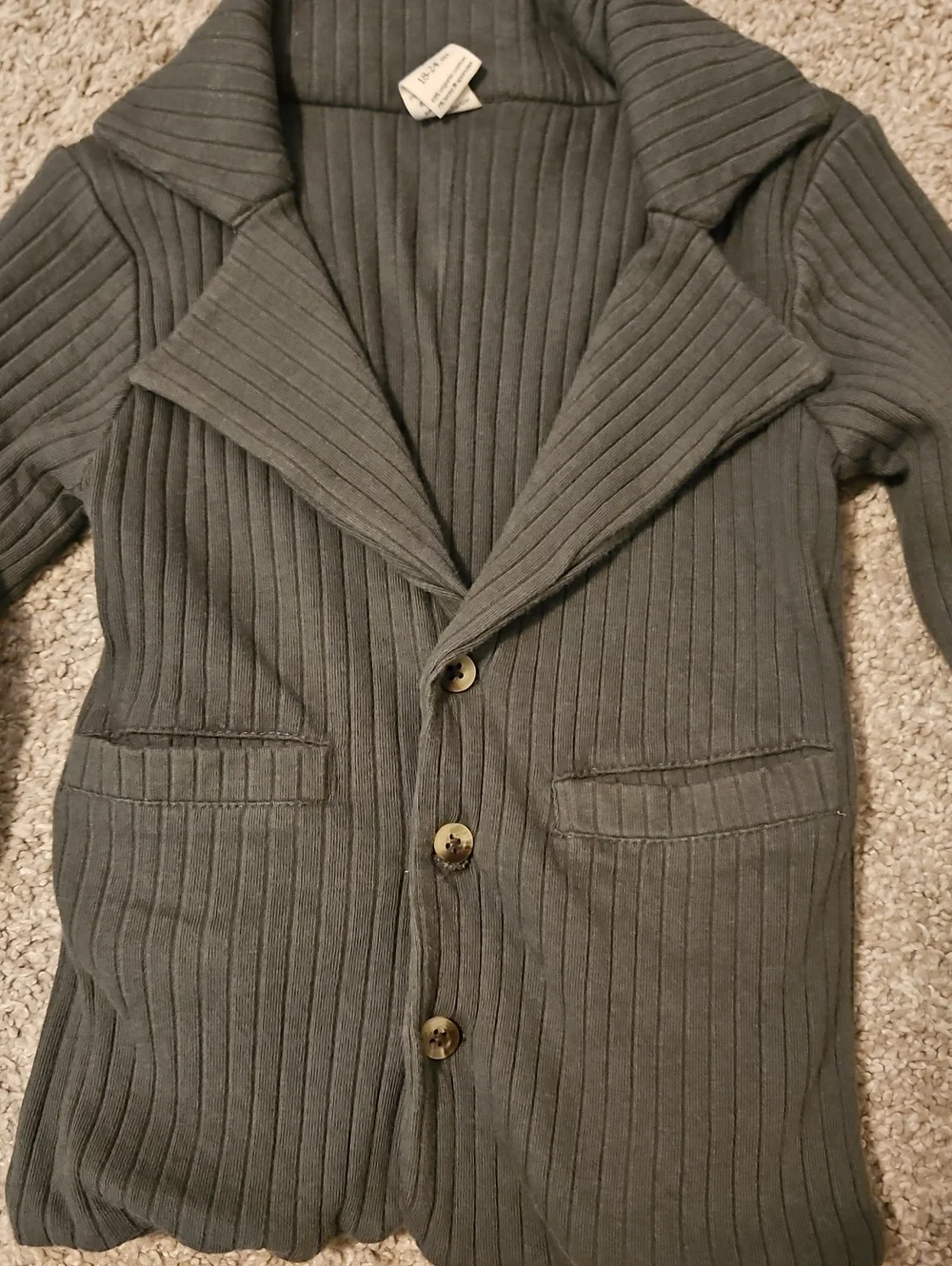 Kate Quinn 18-24M Cotton Ribbed Blazer Jacket Green Button Front